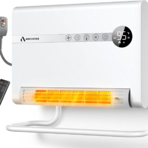 Wall Heater with ALCI Plug, Space Heater for Bedroom, 1500W PTC Fast Heating Electric Heaters for Indoor Use, 30° Oscillation, Adjustable Thermostat, 24H Timer, Desk or Wall Mounted Heater for Office